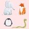 Cute watercolor animal vector set