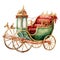 Cute watercolor christmas themed carriage illustration for christmas