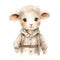 Cute watercolor clothed lamb illustration