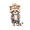 Cute watercolor clothed raccoon illustration