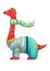 The cute watercolor dinosaur in clothes. Children`s isolated illustrations