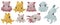 Cute watercolor Dumbo octopus collection. Deep sea creature set