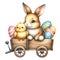 Cute Watercolor Easter Bunny Clipart Illustration AI Generative