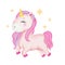 Cute watercolor fairytale unicorn horse for children birthday
