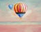 Cute watercolor family tourist flies in a balloon
