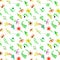 Cute watercolor floral seamless pattern. Green boh
