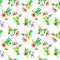 Cute watercolor floral seamless pattern. Green boh