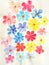 Cute watercolor flowers of different colors on a white paper album. Hand drawn happy floral card