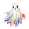 Cute Watercolor Ghost Illustration with Happy Face.