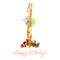 Cute watercolor giraffe. Happy birthday card