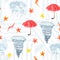 Cute watercolor pattern with weather element