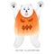 A cute watercolor polar bear dressed as a pumpkin for Halloween