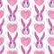 Cute watercolor seamless pattern. Painted rabbit texture. Textile or wrapping design