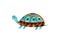Cute watercolor tortoise, cartoon style.