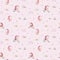 Cute watercolor unicorn seamless pattern with flowers. Nursery magic unicorn patterns. Princess rainbow texture. Trendy