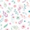 Cute watercolor unicorn seamless pattern with flowers. Nursery magic unicorn patterns. Princess rainbow texture. Trendy