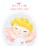 Cute watercolour happy cheerful smile Valentine cupid boy blonde curly hair joyful face half body Happy Valentine`s day cartoon