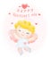Cute watercolour happy joyful smile cupid blonde curly hair boy cartoon character hand painting, Happy Valentine greeting card