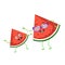 Cute watermelon characters with emotions, face. Funny grandmother with glasses and dancing grandson with arms and legs