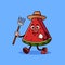 Cute Watermelon fruit Farmer character with pitchfork. Fruit character icon concept isolated. flat cartoon style Premium Vector