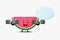 Cute watermelon mascot raises a barbell
