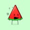 cute watermelon slice character with drunk expression and mouth open