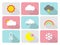 Cute weather flat icons with long shadow