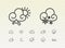 Cute weather line icon set. Sunny, windy, rainy. Meteorology set.