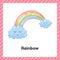 Cute weather rainbow for kids. Flash card for learning with children in preschool, kindergarten and school.