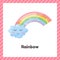 Cute weather rainbow for kids. Flash card for learning with children in preschool, kindergarten and school.