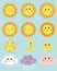 Cute weather: sun, moon, star, clouds. Design elements for kids illustrations.