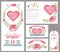 Cute wedding card design template set.Floral decor