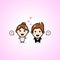 Cute wedding chibi cartoon couple characters