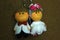 Cute Wedding Couple Doll On Brown Background