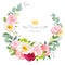 Cute wedding floral vector design round frame.