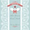 Cute wedding invitation.Paisley border lace,cartoon swans.Vintage