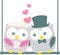Cute wedding owls couple