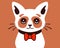 cute well-mannered kitten wears a bow tie.