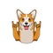 Cute Welsh Corgi with horns. Vector illustration.