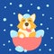 Cute Welsh Corgi playing bubbles in the bath. Grooming dog. Grooming pets. Cartoon flat illustration. Illustration about