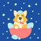 Cute Welsh Corgi playing bubbles in the bath. Grooming dog. Grooming pets. Cartoon flat vector illustration