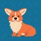 Cute Welsh Corgi sitting sad. Element for your design, print, chat, sticker. Emoji. Vector illustration of Corgi dog