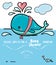 Cute whale baby shower invitation vector stock