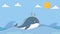 Cute whale pastel background and greeting card. cartoon an