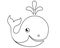 Cute whale - vector linear picture for coloring. Outline. Whale - marine mammal for children`s coloring book