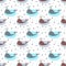 Cute whales seamless pattern