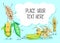 Cute wheat stem, bean, peas and corn characters, cereals, legumes and speech bubble with place for your text vector