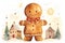 Cute Whimsical gouache Ginger bread man, children\\\'s book illustrations