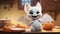 Cute White Bat In Disney Animation Style Sitting At Kitchen Table