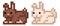 Cute white and brown pixel rabbit set - isolated 8 bit vectors